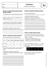 Vocabulaire des statistiques - Exercices corrigés : Secondaire 3 - PDF à imprimer
