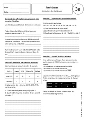 Vocabulaire des statistiques - Exercices corrigés : Secondaire 3 - PDF à imprimer
