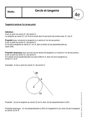 Cercle - Tangente - Cours - Géométrie : Secondaire 2 - PDF à imprimer