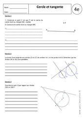 Tangente - Cercle - Exercices corrigés - Géométrie : Secondaire 2 - PDF à imprimer