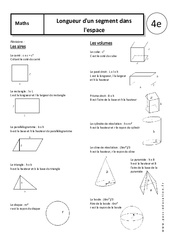 Longueur d'un segment dans l'espace - Cours - Géométrie : Secondaire 2 - PDF à imprimer