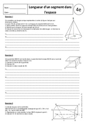 Longueur d'un segment dans l'espace - Exercices corrigés - Géométrie : Secondaire 2 - PDF à imprimer