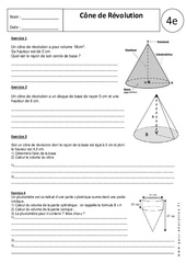 Cône de Révolution - Exercices corrigés - Géométrie : Secondaire 2 - PDF à imprimer