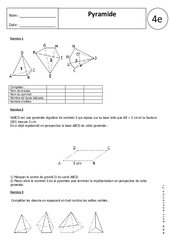 Pyramide - Exercices corrigés - Géométrie : Secondaire 2 - PDF à imprimer