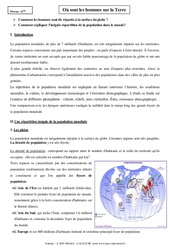 Où sont les hommes sur la Terre - Cours - Géographie : Primaire 6 - PDF à imprimer
