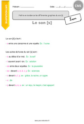 Mettre en évidence les différentes graphies du son [S] - Cours, Leçon : Primaire 4 - PDF à imprimer
