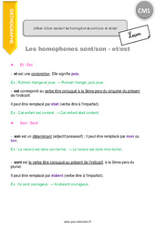 Utiliser à bon escient les homophones [sont] [son] et [et] [est] - Cours, Leçon : Primaire 4 - PDF à imprimer