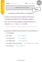 Identifier la forme d’une phrase - Cours, Leçon : Primaire 4 - PDF à imprimer