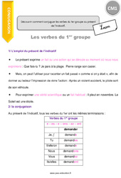 Découvrir comment conjuguer les verbes du 1er groupe au présent de l’indicatif - Cours, Leçon : Primaire 4 - PDF à imprimer