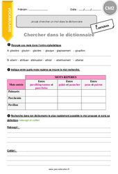 Comment chercher un mot dans le dictionnaire - Exercices : Primaire 5 - PDF à imprimer