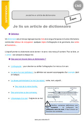 Comment lire un article de dictionnaire - Cours, Leçon : Primaire 5 - PDF à imprimer
