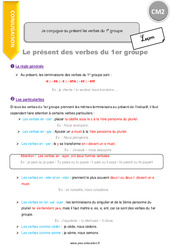 Je conjugue au présent les verbes du 1e groupe - Cours, Leçon : Primaire 5 - PDF à imprimer