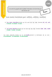 Connaitre la graphie de la syllabe finale des noms terminés par - ail, eil, euil, ouil - Cours, Leçon : Primaire 4 - PDF à imprimer