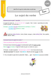 Identifier le sujet du verbe dans une phrase - Cours, Leçon : Primaire 4 - PDF à imprimer