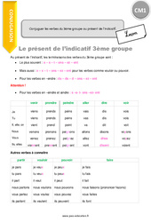 Conjuguer les verbes du groupe au présent de l’indicatif - Cours, Leçon : Primaire 4 - PDF à imprimer