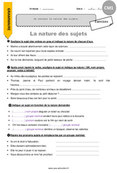 Connaître la nature des sujets - Exercices  : Primaire 4 - PDF à imprimer