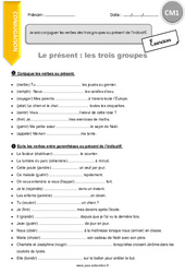 Comment conjuguer les verbes des trois groupes au présent de l’indicatif - Exercices : Primaire 4 - PDF à imprimer