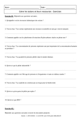 Gérer les océans et leurs ressources - Exercices corrigés - Géographie : Secondaire 1 - PDF à imprimer