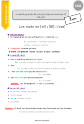 Comment orthographier des mots qui contiennent les sons en [ill] ,[oi] ,[eur] - Cours, Leçon : Primaire 5 - PDF à imprimer