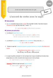 Comment accorder le verbe avec son sujet - Cours, Leçon : Primaire 5 - PDF à imprimer