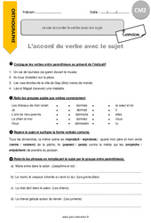 Comment accorder le verbe avec son sujet - Exercices : Primaire 5 - PDF à imprimer