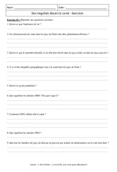 Inégalités devant la santé - Exercices corrigés - Géographie : Secondaire 1 - PDF à imprimer