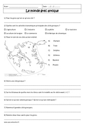 Le monde grec antique - Exercices corrigés - Civilisation grecque : Primaire 6 - PDF à imprimer