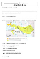 Alexandre le grand - Exercices corrigés - Civilisation grecque : Primaire 6 - PDF à imprimer