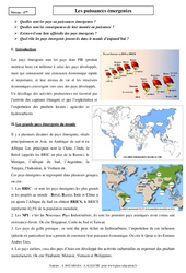 Puissances émergentes - Cours - Géographie : Secondaire 2 - PDF à imprimer