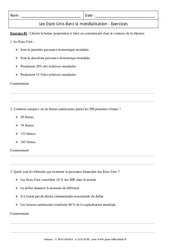 Etats Unis dans la mondialisation - Exercices corrigés - Géographie : Secondaire 2 - PDF à imprimer