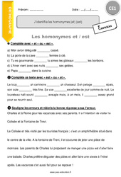 J’identifie les homonymes [et] [est] - Exercices  : Primaire 2 - PDF à imprimer