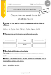 Comment chercher un mot dans le dictionnaire - Exercices : Primaire 2 - PDF à imprimer