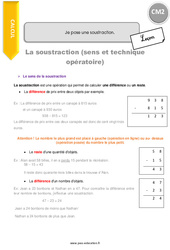 Je pose une soustraction - Cours, Leçon : Primaire 5 - PDF à imprimer