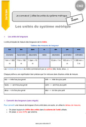 Connaître et utiliser les unités du système métrique - Cours, Leçon : Primaire 5 - PDF à imprimer