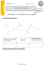 J’identifie et je compare des angles - Exercices  : Primaire 4 - PDF à imprimer