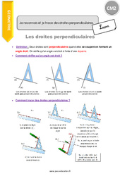 Reconnaitre et tracer des droites perpendiculaires - Cours, Leçon : Primaire 5 - PDF à imprimer