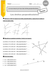 Reconnaitre et tracer des droites perpendiculaires - Exercices avec correction : Primaire 5 - PDF à imprimer