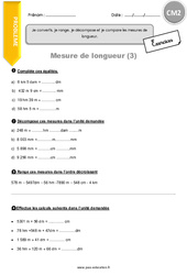 Je convertis, je range, je décompose et je compare les mesures de longueur - Exercices avec correction : Primaire 5 - PDF à imprimer