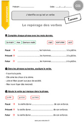 J’identifie ce qu’est un verbe - Exercices avec correction : Primaire 2 - PDF à imprimer