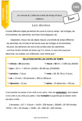 Connaître et utiliser les unités de temps et leurs relations - Cours, Leçon : Primaire 4 - PDF à imprimer