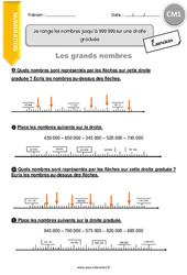 Ranger les nombres jusqu’à 999 999 sur une droite graduée - Exercices : Primaire 4 - PDF à imprimer
