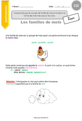 Comprendre que le concept de famille de mots se fonde sur la forme des mots mais aussi sur leur sens - Cours, Leçon : Primaire 3 - PDF à imprimer