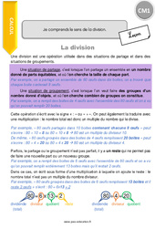 Je comprends le sens de la division - Cours, Leçon : Primaire 4 - PDF à imprimer