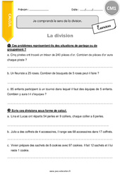 Je comprends le sens de la division - Exercices avec correction : Primaire 4 - PDF à imprimer