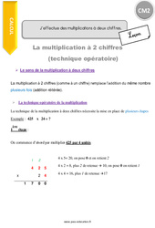J’effectue des multiplications à deux chiffres - Cours, Leçon : Primaire 5 - PDF à imprimer