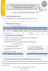 Masse et conversions de masses - Cours, Leçon : Primaire 5 - PDF à imprimer