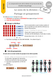 Comprendre le sens de la division et je reconnais des situations de partage - Cours, Leçon : Primaire 5 - PDF à imprimer