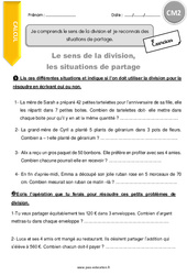 Comprendre le sens de la division et reconnaitre des situations de partage - Exercices avec correction : Primaire 5 - PDF à imprimer