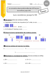 Connaître les valeurs positionnelles des chiffres pour les nombres jusqu’à 99 - Exercices avec correction : Primaire 2 - PDF à imprimer