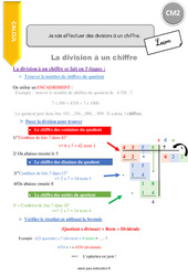 Comment effectuer des divisions à un chiffre - Cours, Leçon : Primaire 5 - PDF à imprimer
